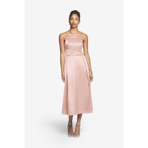 GATHER & GOWN Pink Satin Bridesmaid Formal A-Line Dress